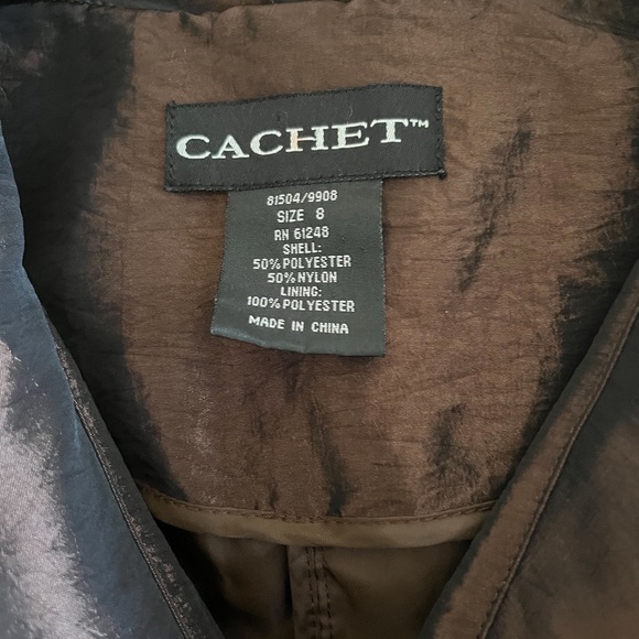 CACHET Vintage Copper Brown Satin Crop Crossover Wrap Jacket Top Lined Women’s 8 - Picture 11 of 11